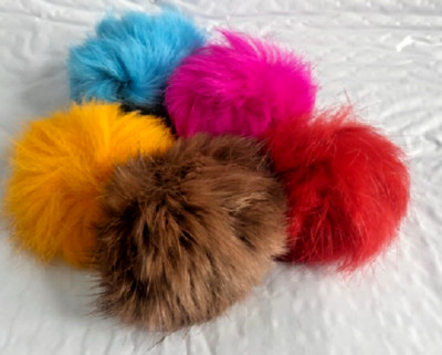 GO CAT BAT AROUNDS FLUFFY FUR TOYS KITTEN CAT PLAY 5 BALLS