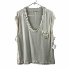 NWT We The Free Urban Outfitters White Pull On Top Fuzzy Raw Seams Over Sized M