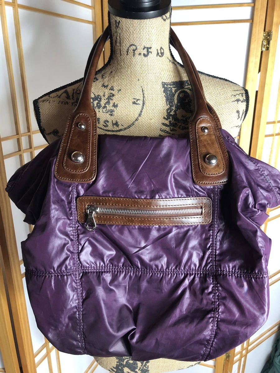 CHRISTOPHER KON Large Purple Nylon Tote Shoulder hobo puffer Handbag