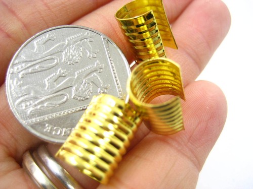 20 piezas oro 9,5*12,5 Cilíndrico acanalado retorno cable extremo punta tapa envolvente punta plegable - Imagen 3 de 4