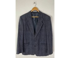 Yves Saint Laurent Mens Size 42 Dark Blue Print Sport Coat Blazer