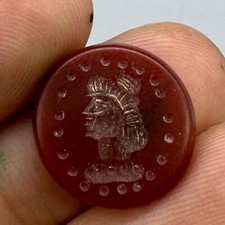 Antiker r&ouml;mischer seltener einzigartiger Achat Stein K&ouml;nig Tiefdruck Cabochon
