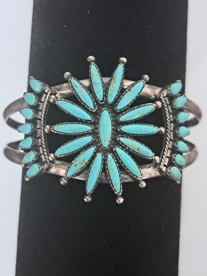 RARE 1970s Vintage Sleeping Beauty Turquoise Hand Crafted Bracelet 