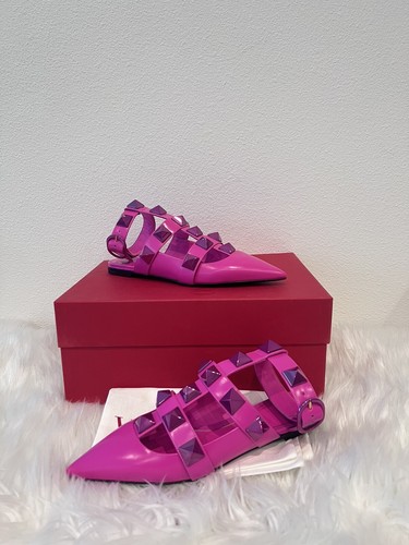 NIB Valentino Garavani Roman Stud Ankle Strap Mule Vlogo Rockstud Cage Flat 36.5 - Picture 5 of 12