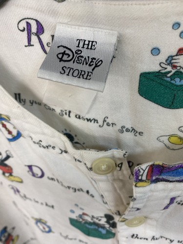 Disney Store Sleep Shirt Mickey Quotes Long Sleeve Button M/L - Picture 3 of 3