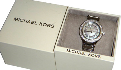 Michael Kors Mini Kerry Silver Petite Watch Mother of Pearl Dial Crystals MK3800