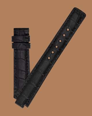 Clerc watchband to fit Model 806 by Camille Fournet Black Alligator Strap 16mm