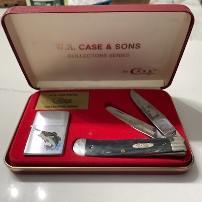 Rare Case American Wildlife Series Trapper Knife Zippo Bass Serial