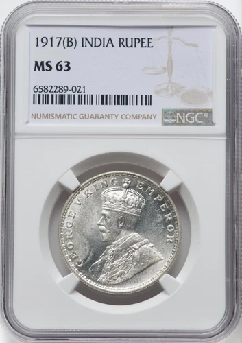 1917(B) INDIA RUPEE NGC MS63