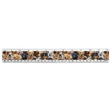 Dogs Lab Retriever Dachshund Poodle Pattern 12" Standard Metric Plastic Ruler