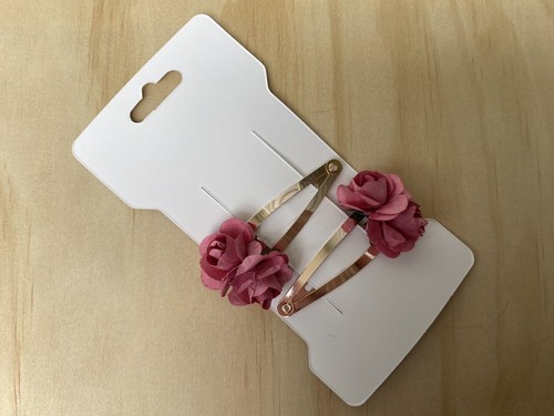 2 X Paper Mulberry Flowers Snap Clips Rose Gold Handmade Mulberry Flowers Pair - Picture 6 of 10