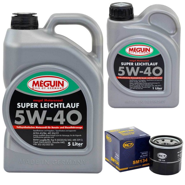 MotoröL Set 5W-40 Vollsynth Meguin 6 Liter + ÖLfilter FüR Subaru Forester 2.0-image