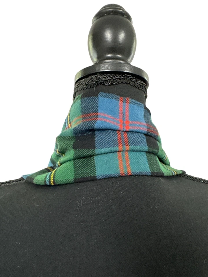 Lote de 10 bufandas de coro estolas azul verde a cuadros bordes con flecos espalda reunida Foto 4 de 4