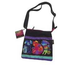 Laurel Burch Mythical Dogs Shoulderbag Crossbody Purse Purple Blue Turquoise