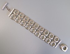 Tiffany & Co Silver Toggle Bracelet 925. Double Square Hoop Link Chain. Vintage