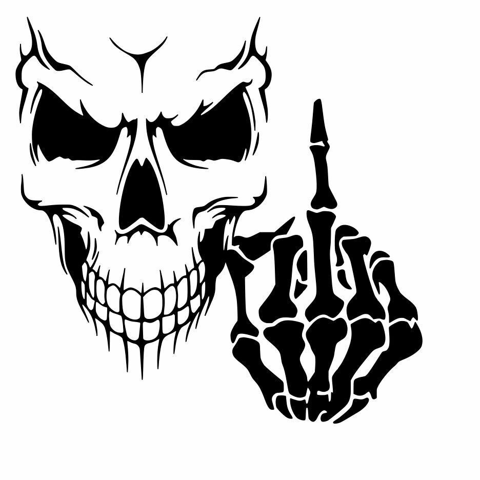 Skull With Middle Fingers Auto Accent Decal Skulls Car Vinyl -  Sweden