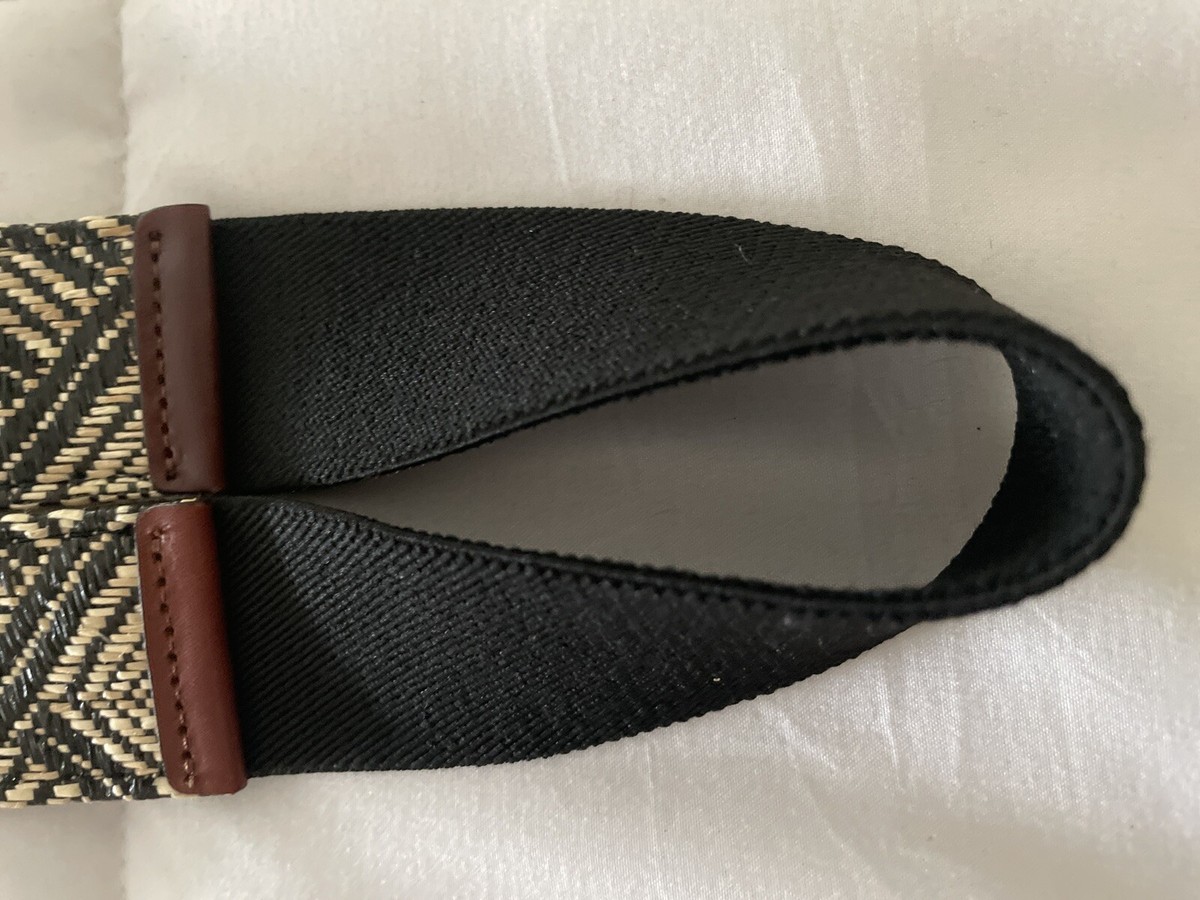 J. Crew Elastic And Leather Woven Belt With Brass Hardware 