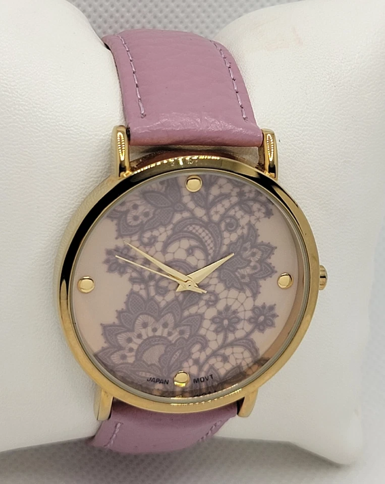 Reloj con correa de cuero púrpura tono dorado colección encaje Rousseau para dama 9912 I4 Foto 3 de 4