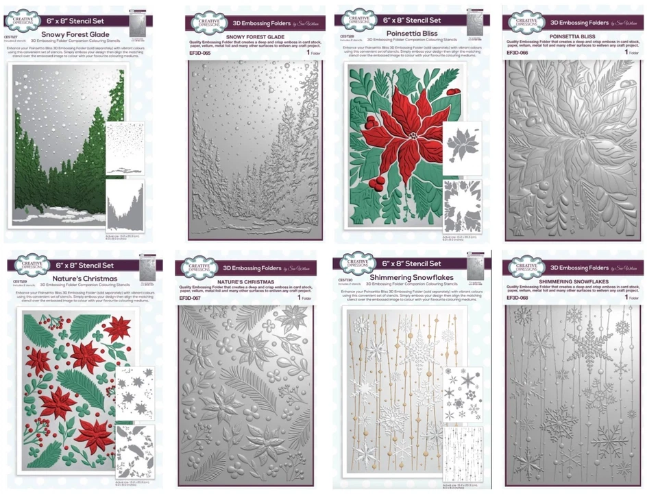 Creative Expressions 3D 5"X7" EMBOSSING FOLDER + Companion Coloring Stencils Set
