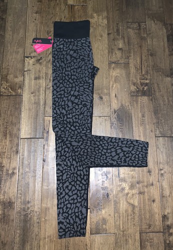 Leggings donna RYKA attivi senza cuciture animalier jacquard nero grigio stampa ghepardo XL - Foto 7 di 11