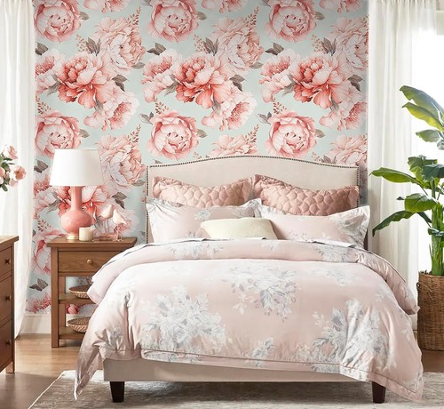 Removable Floral Wallpaper - Vintage Peony Design 17.7" x 118" for Easy Decor - Picture 7 of 11