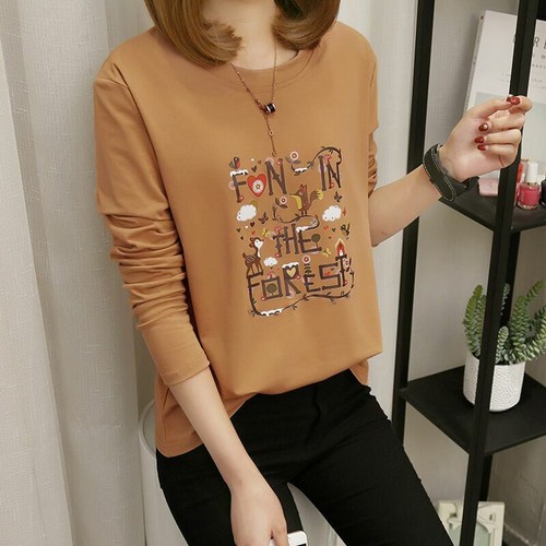 Mujeres Niñas Moda Blusas Coreanas Mangas Largas Sueltas Animados Camisa Prendas el torso | eBay