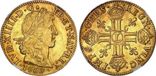 France - Louis XIV - Louis d'or 1669 Bayonne - NGC MS 63+ - TOP POP