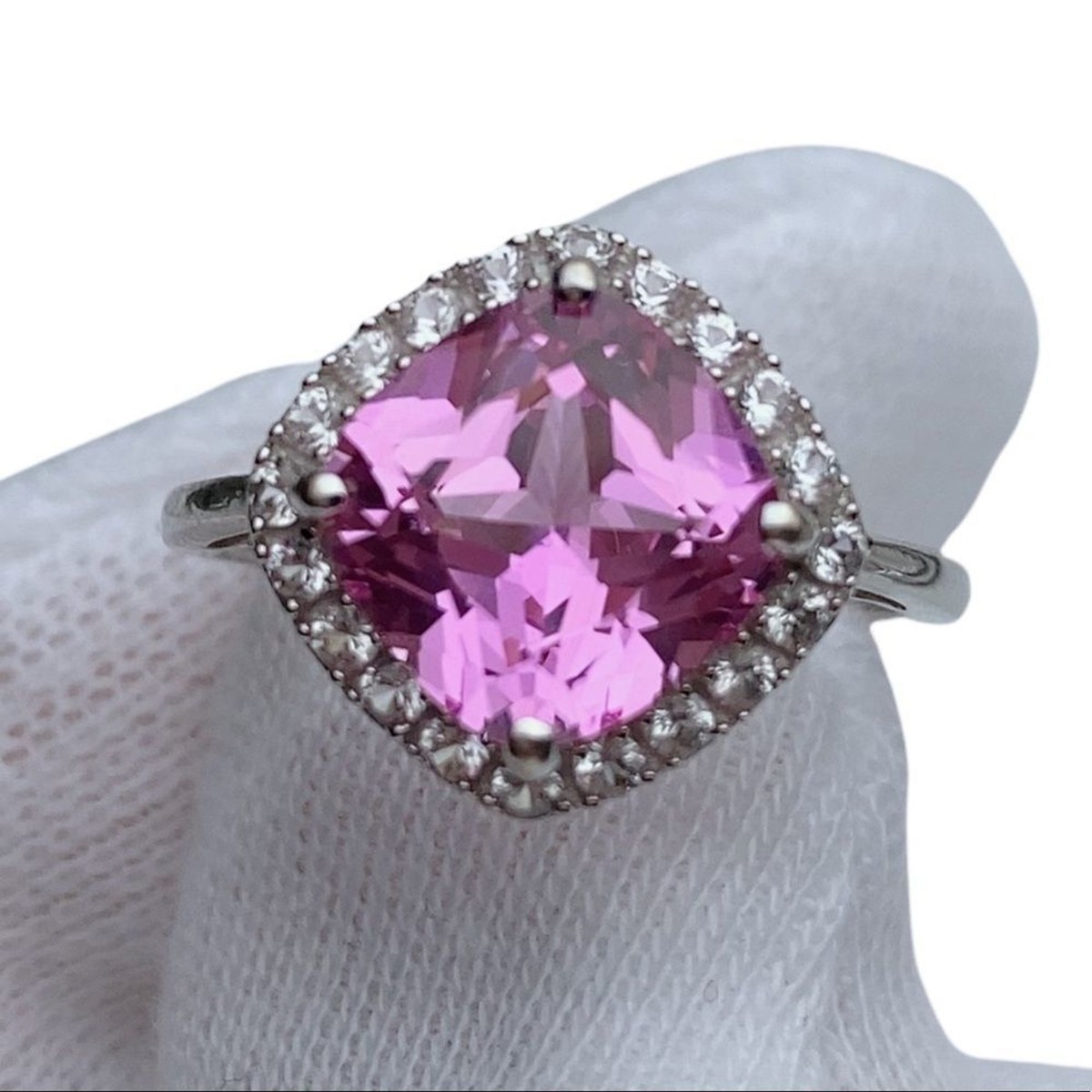 Women's 10K ZALES Pink Gem White Gold Ring Sz Classic