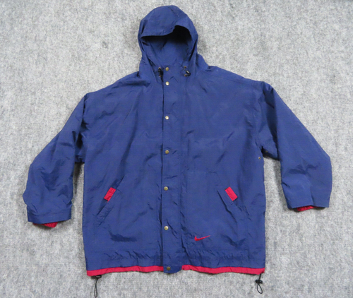 Vintage Nike Jacket Mens XXL Blue Windbreaker Rain Coat Mesh Lined Swoosh 90s