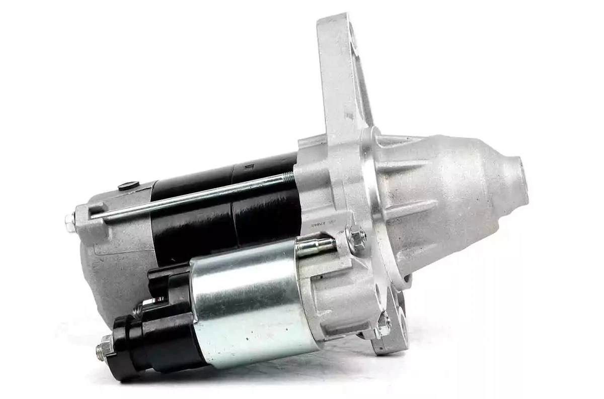 A remanufactured 2001-2005 Honda Civic starter motor displayed on a white background.