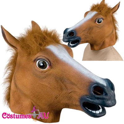 Horse Head Mask Halloween Party Latex Animal Costume Prop Gangnam Style Costume