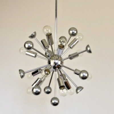 Mid Century style chrome finish Chandelier 12 Light sputnik brass ceiling light