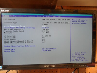 Intel DH61BE Motherboard With i3-2100 CPU and 4 Gb With I/O Shield