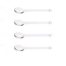 Rddconkit 4 Pcs Clear Glass Stirring Teaspoons Coffee Spoon Rod Mixing Spoon 
