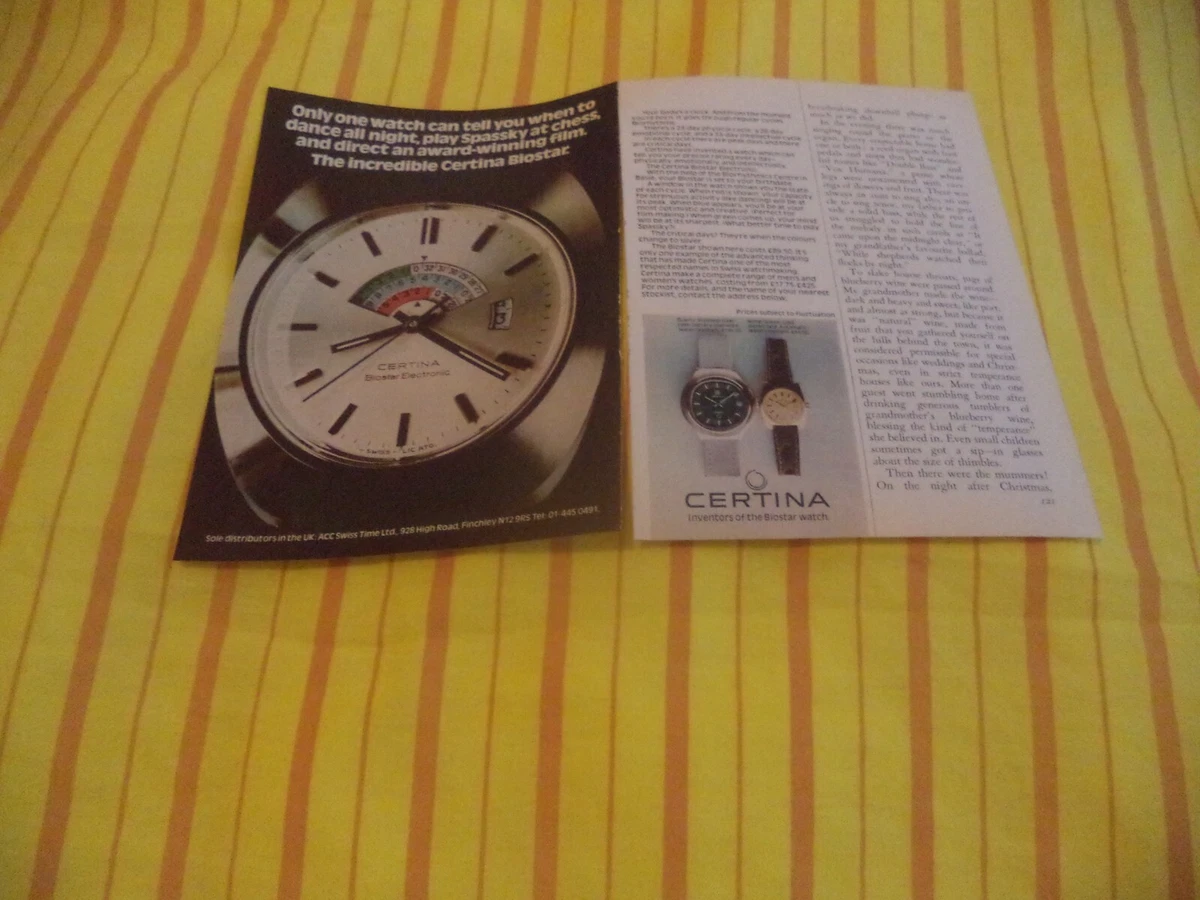Certina Biostar Electronic Watch scarce vintage magazine advertisement