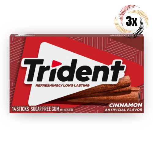 3x Packungen Dreizack Zimt Geschmack Zuckerfrei Kaugummi | 14 Sticks pro Packung - Bild 1 von 2