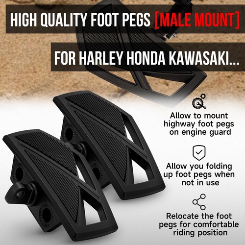 10mm Wide Highway Foot Pegs for Harley Sportster 883 Dyna FXD Softail Touring - Picture 7 of 11