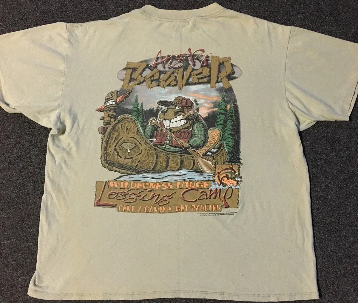 Vtg 90s Angry Beaver Logging Camp Faded Shirt XL Funny Nature Grunge Biker Bar