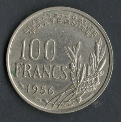 RARE MONNAIE DE 100 FRANCS COCHET NICKEL DE 1956 @ PETIT ...