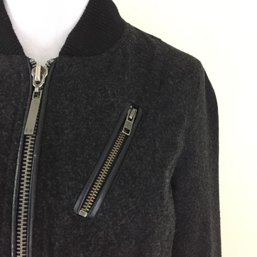 ERIK HART Dark Gray/Black Wool Blend Silver Zip Pockets Jacket Womens sz XS - Picture 6 of 11