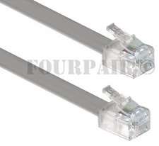 25ft Telephone Line Cord Cable Wire 6P4C RJ11 DSL Modem Fax Phone to Wall Silver