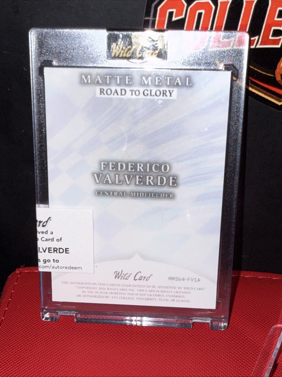 Matte Metal Road To Glory Federico Valverde & Hazard 1/1 ‘s Auto Redemption Rare view 4