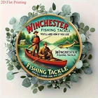 Vintage Winchester Fishing Tackle Metal Wall Art Sign - 8x8 Tin Metal Signs
