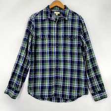 Sonoma Men  s Plaid Shirt Medium Blue and Green Flannel Business Casual