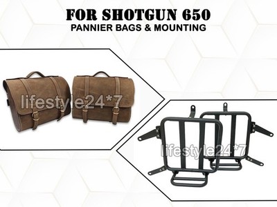 Genuine Leather Pannier Bags & Mounting D31 For Royal Enfield Shotgun 650