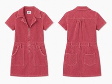 Show Me Your MuMu Pink Corduroy Shirt Dress Zip Front Pockets Belt Loops S
