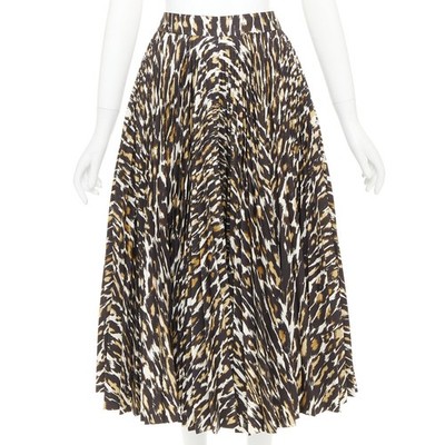 CALVIN KLEIN 205W39NYC Raf Simons brown leopard print pleated skirt US0 XS