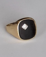 Herrenring • 333 Gold / 8K • Onyx & Diamant-Akzent • Gr. 59
