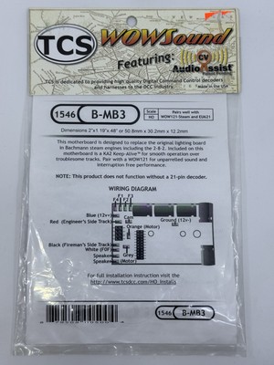 HO Scale TCS #1546 Train Control Systems B-MB3 Motherboard For Bachmann Steam