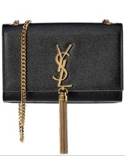 Saint Laurent Kate Tassel Small Leather Wallet On Chain Women's Black